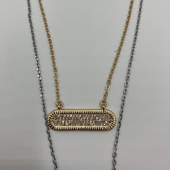 WHBM Convertible Layered Double Strand Silver Gold Charm Necklace - Picture 4 of 6